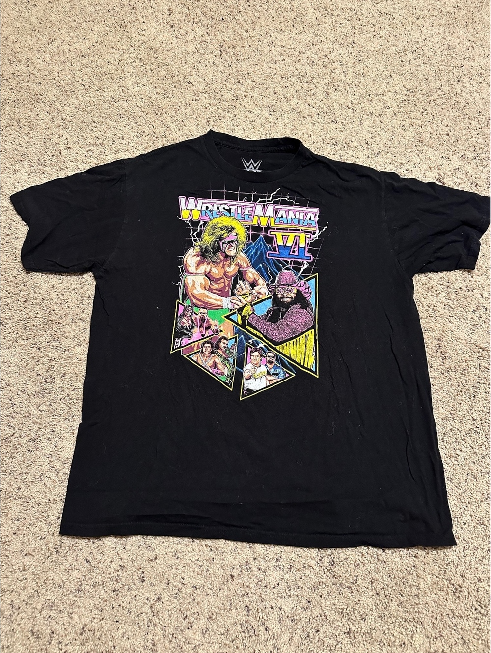 WrestleMania VI Graphic T-Shirt Black XL Cotton WWE Wrestling Tee